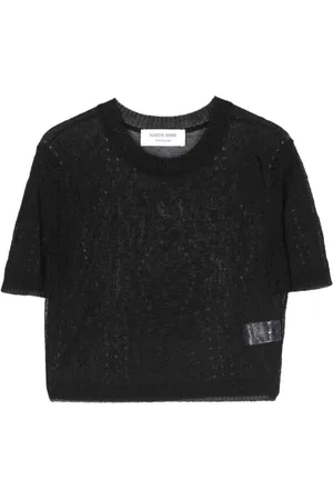 Marine Serre Pointelle-knit cropped blouse