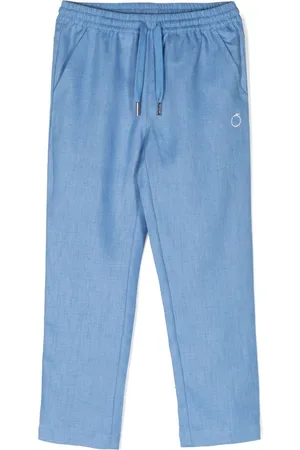 Trussardi Logo-embroidered linen trousers