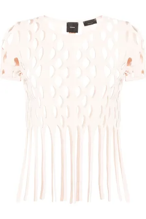 Pinko Fringed open-knit T-shirt