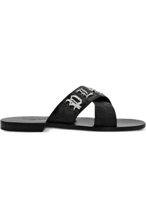 Philipp Plein Logo-plaque leather sandals