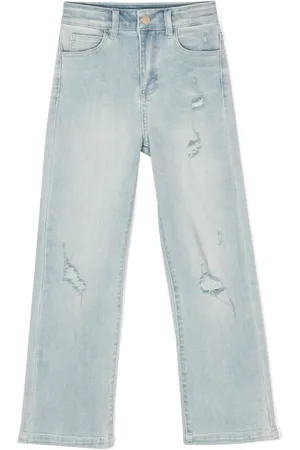 Twin-Set Logo-plaque distressed straight jeans