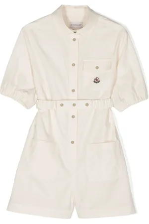 Moncler Logo-patch three-quarter sleeves playsuit