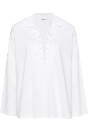 BODE Bonnie lace-up cotton shirt
