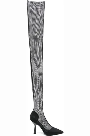 Patrizia Pepe 100mm above-knee tulle boots