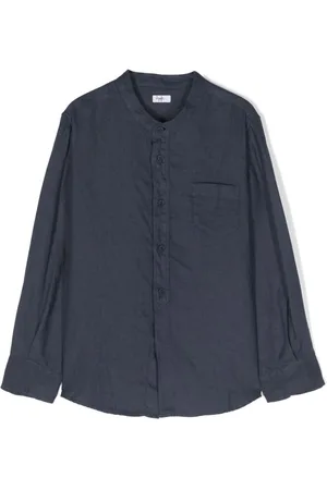 Il gufo Band collar linen shirt