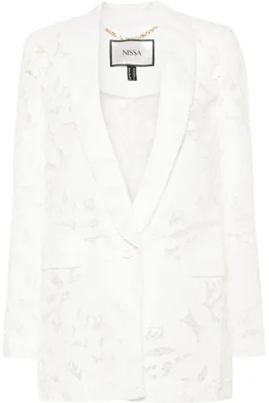 NISSA Single-breasted floral-embroidered blazer