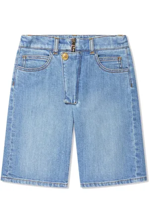 Balmain Button-embellished denim shorts