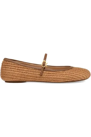 Gianvito Rossi Carla raffia ballet pumps