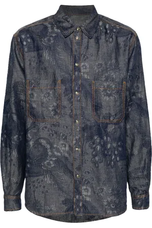 Etro Patterned-jacquard denim shirt
