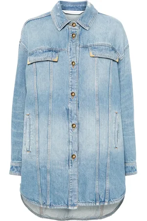 Palm Angels Washed-logo denim jacket