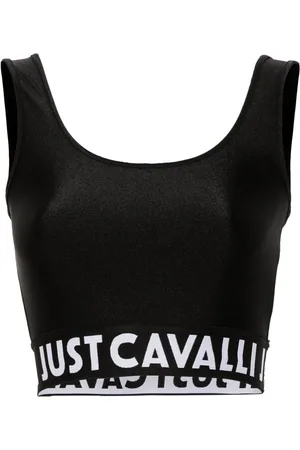 Roberto Cavalli Logo-waistband cropped top