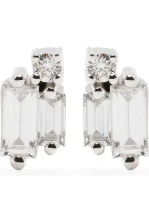 Suzanne Kalan 18kt white gold diamond stud earrings