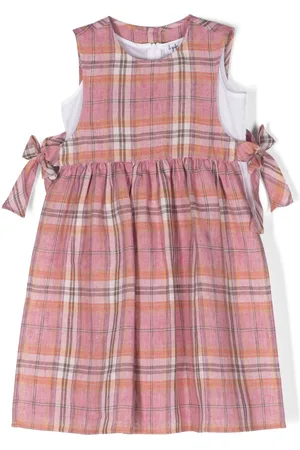 Il gufo Plaid-check linen dress
