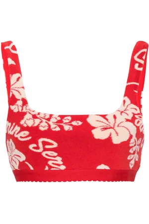 Marine Serre Floral-jacquard towel bralette