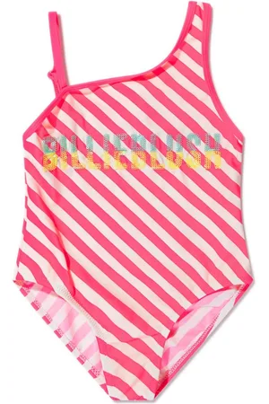 Billieblush Striped one-shoulder swimsuit