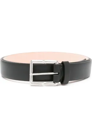 Lanvin Engraved-buckle leather belt