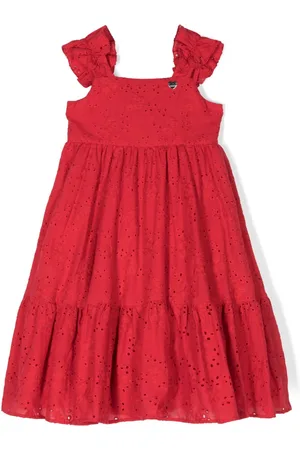 MONNALISA Broderie anglaise tiered cotton dress