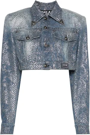 VERSACE Animalier cropped denim jacket