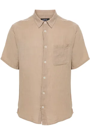 A.P.C. Logo-embroidered linen shirt