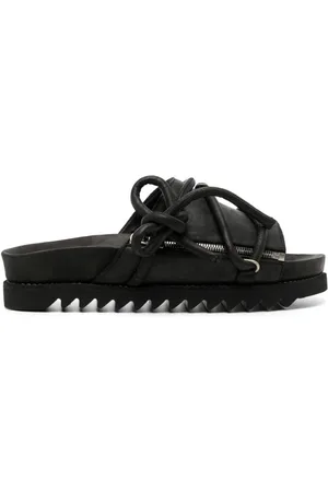 GUIDI Lace-up leather sandals