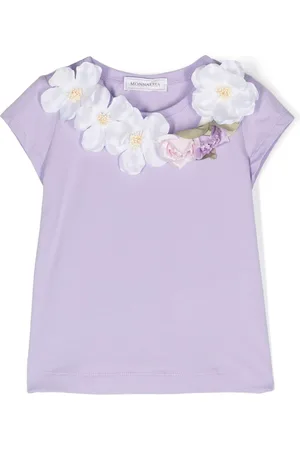 MONNALISA Flower-detail round-neck T-shirt