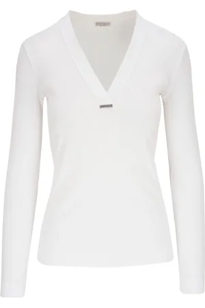 Brunello Cucinelli V-neck cotton knitted top