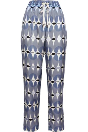 LORENA ANTONIAZZI Graphic-print elasticated-waist silk trousers