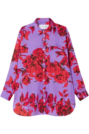 AZ FACTORY Hibiscus-print satin-finish shirt