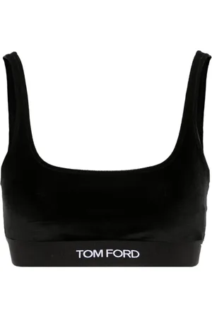 Tom Ford Logo-jacquard velvet bralette top