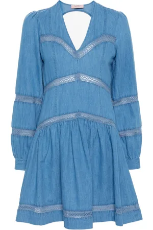 Twin-Set Flared denim mini dress