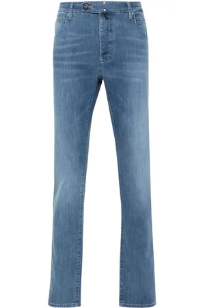 Incotex Logo-patch tapered jeans