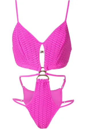 AMIR SLAMA Woven cut-out one-piece
