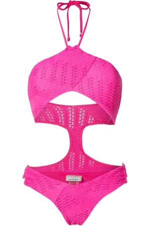 AMIR SLAMA Woven halterneck one-piece