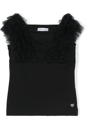 MONNALISA Logo-plaque ruffled tank top