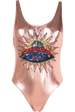 Brigitte Sequin-embellished metallic one-piece