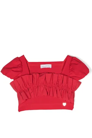 MONNALISA Ruffle-trimmed crop top