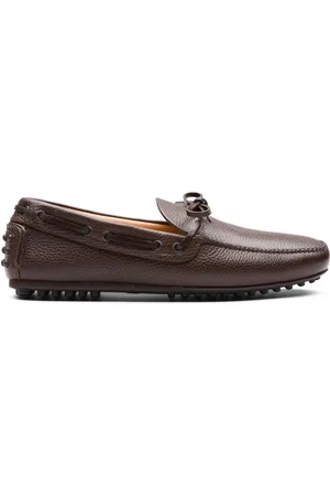 CAR SHOE Bow-detail leather driving shoes