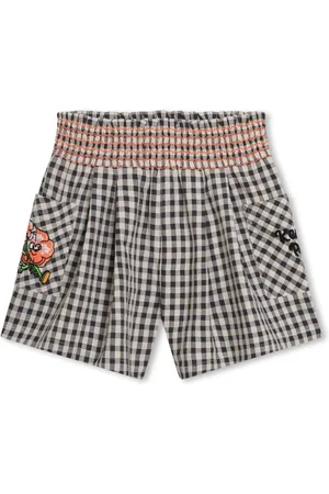Kenzo Check-pattern embroidered shorts