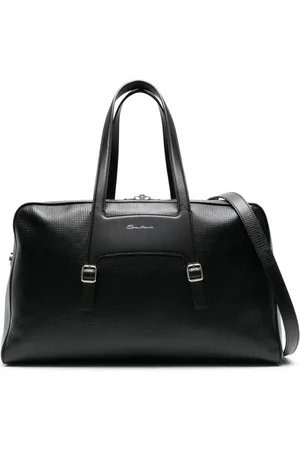 santoni Zip-up leather luggage bag