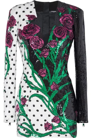 Balmain V-neck sequin minidress