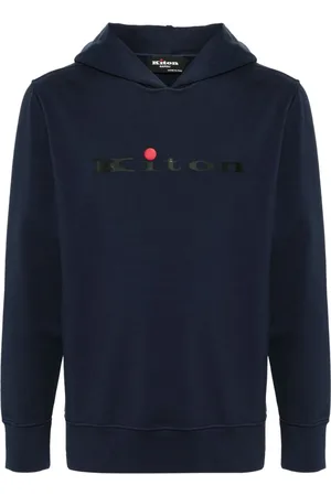 Kiton Logo-rubberised cotton hoodie
