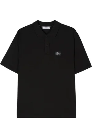 Calvin Klein Logo-patch check-pattern polo shirt