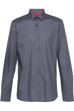 HUGO BOSS Geometric-print cotton shirt