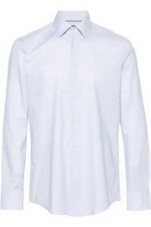 HUGO BOSS Geometric-pattern poplin shirt