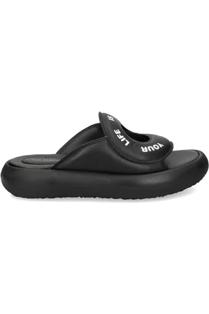 vic matiè Slogan-print leather slides
