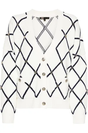 Maje Diamond-pattern knitted cardigan