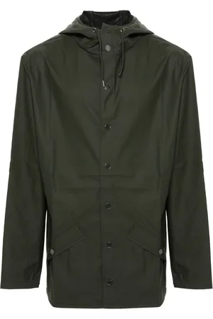 Rains Drawstring-hood buttoned rain jacket