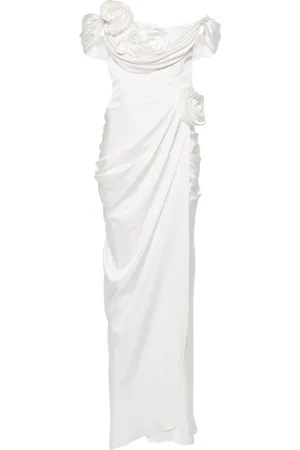 Ana Radu Floral-appliqué draped gown