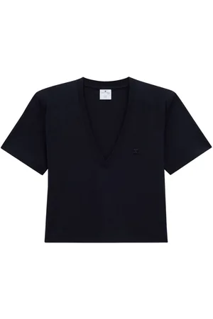 Courrèges Logo-appliqué cotton T-shirt