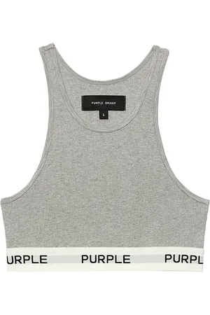 Purple Brand Logo-tape cotton sports bra